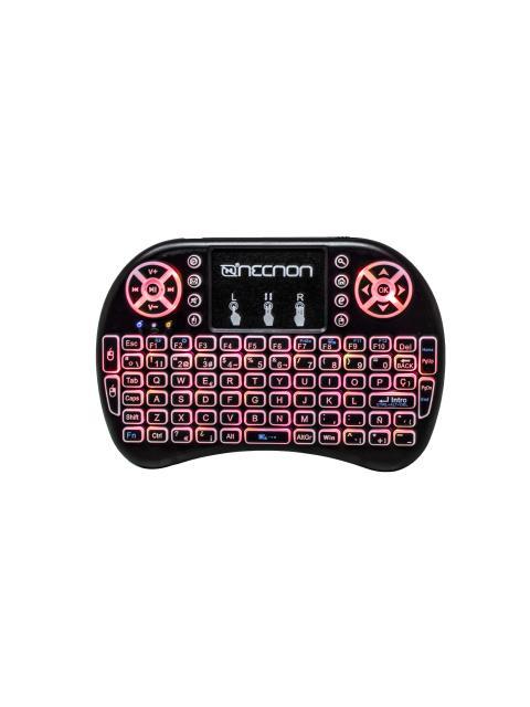 CONTROL REMOTO NCR01 TOUCH PAD TECLADO QWERTY LED 7 COLORES RECARGABLE TV SMARTPHONE TV BOX NEGRO