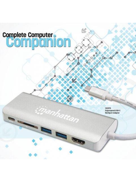 MANHATTAN HUB USB 3.1 MACHO - 2X USB A 1X UBS C 1X HDMI HEMBRA 40000 MBIT-S PLATA