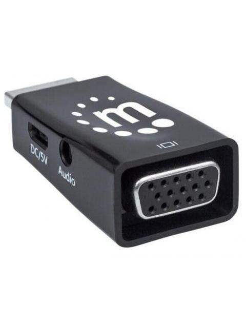 MANHATTAN CONVERTIDOR HDMI MACHO - VGA + 3.5MM HEMBRA NEGRO