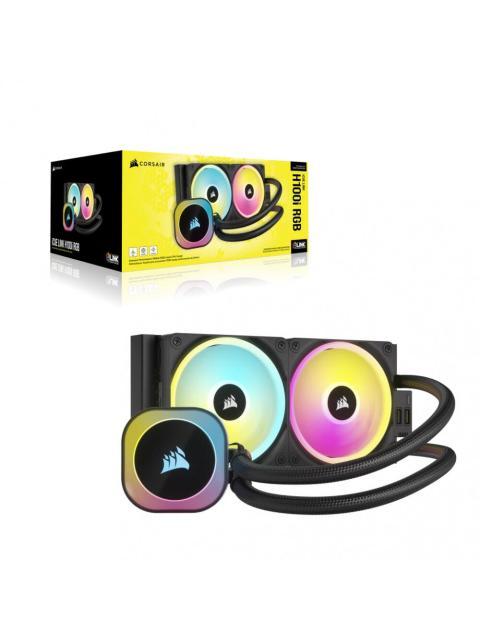 CORSAIR ICUE LINK H100I RGB AIO ENFRIAMIENTO LIQUIDO PARA CPU 2X 120MM HASTA 2400RPM NEGRO