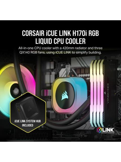 CORSAIR ICUE LINK H170I RGB AIO ENFRIAMIENTO LIQUIDO PARA CPU 3X 140MM HASTA 2000RPM NEGRO
