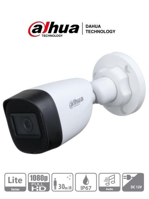 DAHUA HACHFW1200CNA CAMARA BULLET 1080P- MICROFONO INTEGRADO- LENTE DE 2.8MM- 30 MTS DE IR- IP67- POLICARBONATO- CVI-CVBS-AHD-TVI- BLC-HLC-DWDR