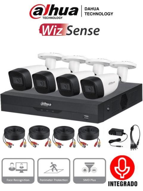 DAHUA KITXVR5104HS4KLI3+4HFW1500CMA KIT DE 4 CANALES 5 MP CON AUDIO Y DVR DE 4 CH SOPORTA 4 CANALES + 4 IP O HASTA 8 IP + 4 CAMARAS 5MP