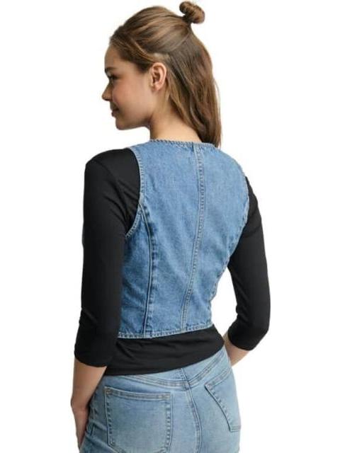 DENIM SIN MANGAS CASUAL ALGODON CORTO    CH ALECO                      DE AZUL HOLLY LAND