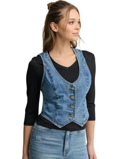DENIM SIN MANGAS CASUAL ALGODON CORTO    CH ALECO                      DE AZUL HOLLY LAND