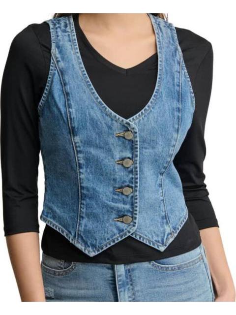 DENIM SIN MANGAS CASUAL ALGODON CORTO    CH ALECO                      DE AZUL HOLLY LAND