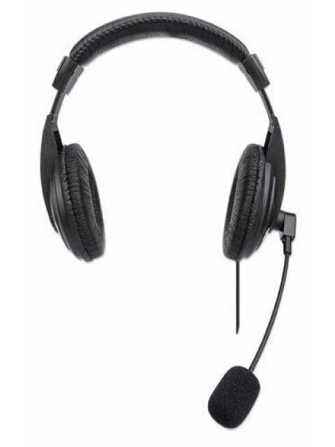 MANHATTAN AUDIFONOS CON MICROFONO 179843 ALAMBRICO 1.5 METROS USB NEGRO