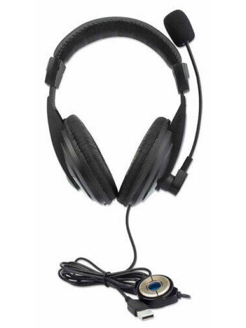 MANHATTAN AUDIFONOS CON MICROFONO 179843 ALAMBRICO 1.5 METROS USB NEGRO