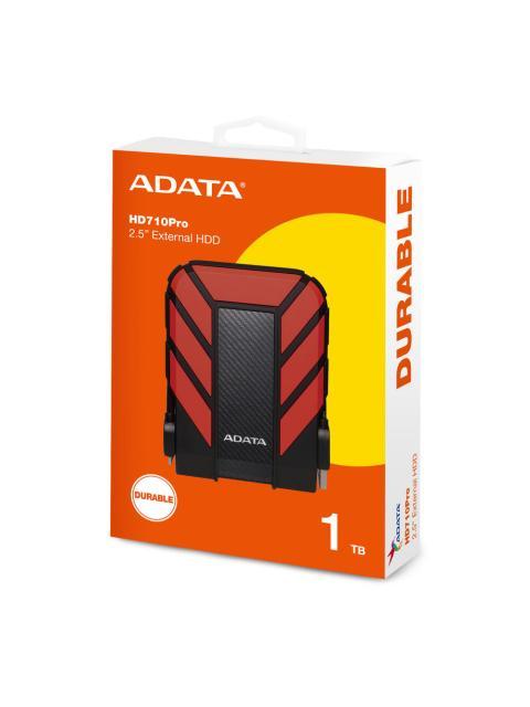 DISCO DURO EXTERNO ADATA HD710 PRO 2.5 1TB USB 3.0 NEGRO-ROJO A PRUEBA DE AGUA Y GOLPES - PARA MAC-PC