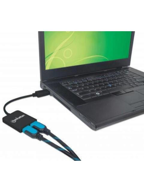 MANHATTAN DIVISOR DE VIDEO DISPLAYPORT MACHO - 2X HDMI HEMBRA NEGRO