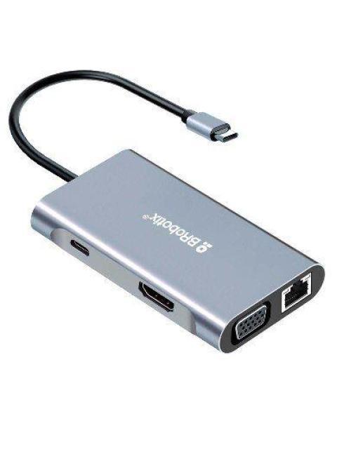 BROBOTIX DOCKING STATION 7 EN 1 6001202 USB C 3X USB 3.01X HDMI 1X VGA 1X RJ-45 PLATA
