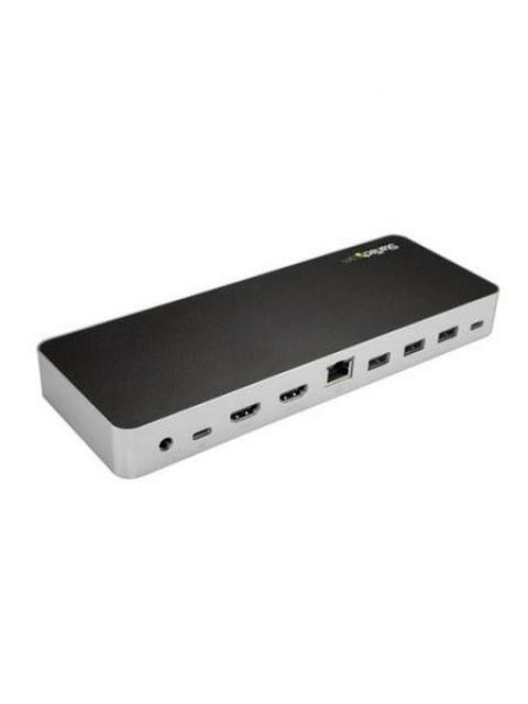 STARTECH  DOCKING STATION USB-C DE DOS PANTALLAS PARA LAPTOP 4X USB 3.0 2X HDMI NEGRO-PLATA