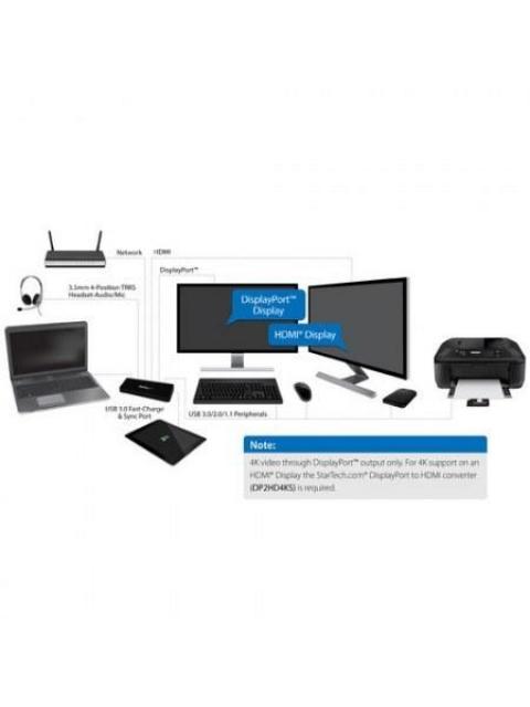 STARTECH  DOCKING STATION UNIVERSAL DISPLAYPORT HDMI 4K 4X USB 3.0 NEGRO