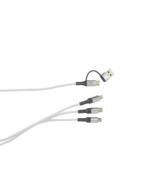 EASY LINE CABLE USB A MACHO - USB C-MICRO-USB B-LIGHTNING MACHO 1.2 METROS BLANCO