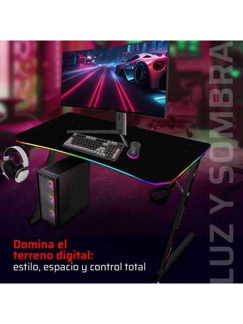 ESCRITORIO GAMER ERGONOMICO OLYMPUS SPOT GLOW PRO MRX8000 BALAM RUSH LEGEND SERIES ESCRITORIO GAMER ERGONOMICO 120 X 60CM ILUMINACION RGB PORTA VASOS