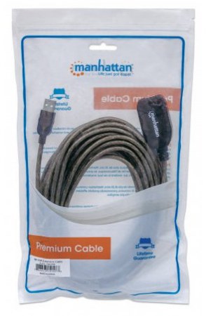 MANHATTAN CABLE USB A MACHO - USB A HEMBRA 10 METROS NEGRO