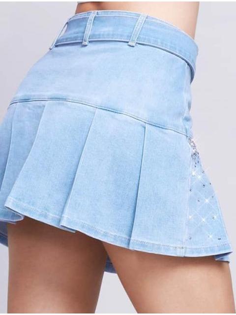 FALDA CORTA PLISADA RBD AZUL SEVEN JEANS