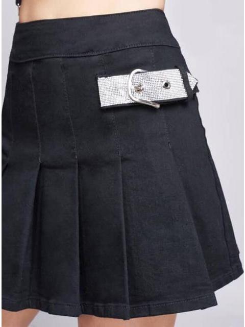 FALDA CORTA PLISADA RBD NEGRO SEVEN JEANS