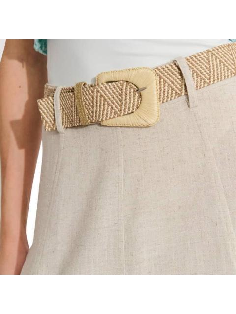 FALDA DE LINO CINTURON DE PAJA BEIGE HOLLY LAND