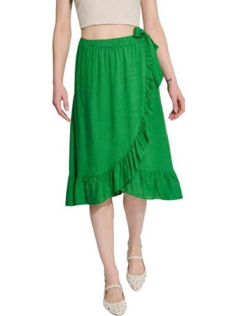 FALDA DE LINO CON VOLANTES VERDE HOLLY LAND