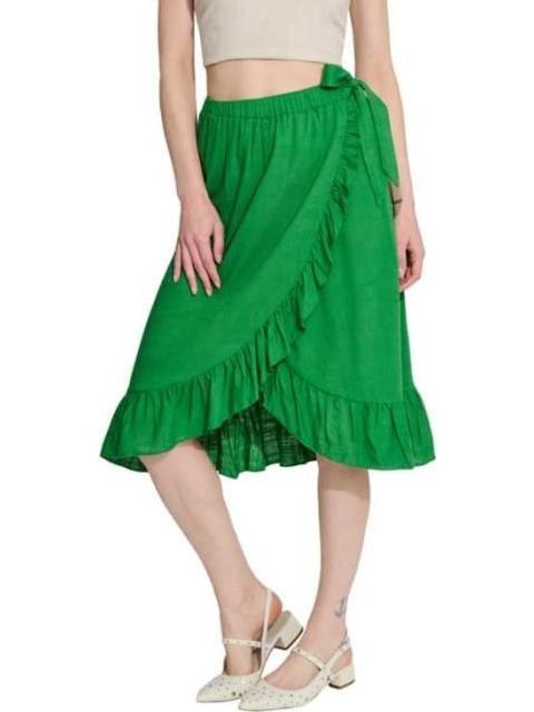 FALDA DE LINO CON VOLANTES VERDE HOLLY LAND
