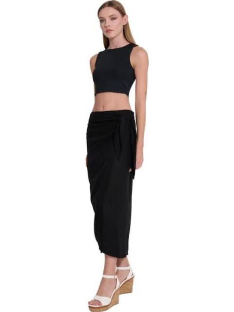 FALDA DE LINO CRUZADA NEGRO HOLLY LAND