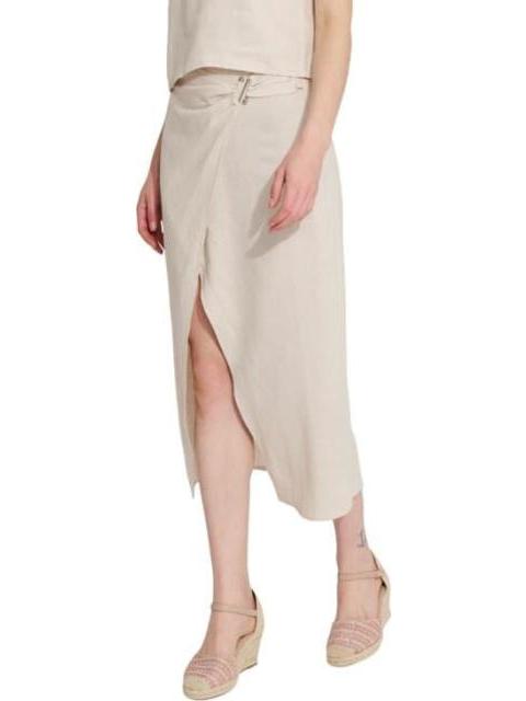 FALDA DE LINO DETALLE METALICO NUDE HOLLY LAND