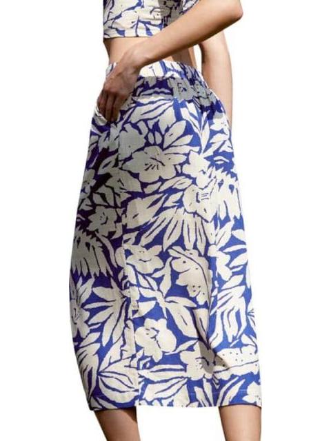 FALDA DE LINO ESTAMPADA AZUL HOLLY LAND