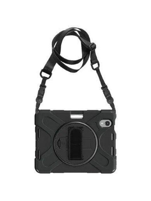 BROBOTIX FUNDA DE USO RUDO CON CORREA Y GIRO 360° PARA IPAD MINI 8.3 6TA GENERACION NEGRO