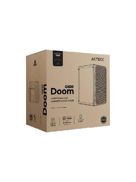 GABINETE ACTECK DOOM GI630 MICRO-TOWER MICRO-ATX-MINI-ITX USB 2.0-3.0 CON FUENTE DE 500W 3 VENTILADORES INSTALADOS NEGRO