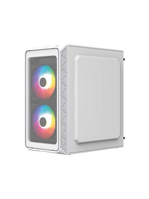 GABINETE ACTECK DOOM PRO CRYSTAL GI730C MINI-TOWER MICRO-ATX-MINI-ITX USB 2.0-3.0 CON FUENTE DE 600W 3 VENTILADORES INSTALADOS BLANCO