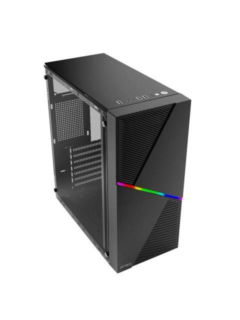 GABINETE ACTECK DRACO GM450 CON VENTANA RGB MIDI-TOWER ATX-MICRO-ATX-MINI ATX USB 2.0 CON FUENTE DE 500W SIN VENTILADORES INSTALADOS NEGRO