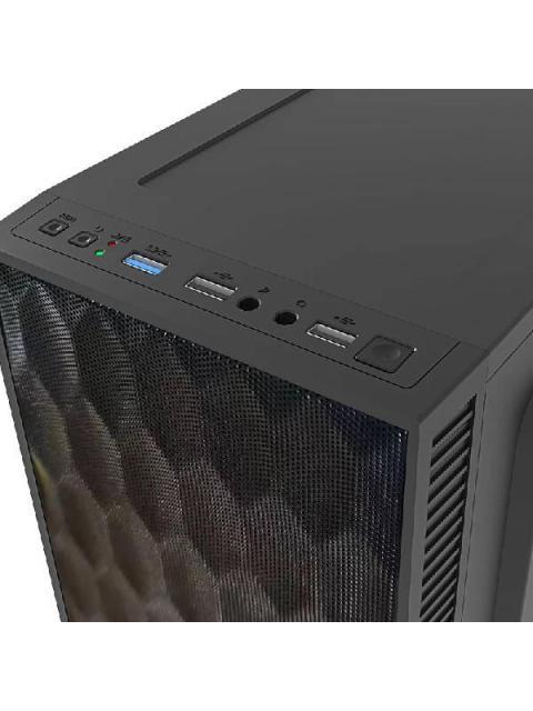 GABINETE ACTECK FUJI GC470 CON VENTANA MINI-TOWER MICRO-ATX-ITX USB 3.0-2.0 CON FUENTE DE 500W 2 VENTILADORES RGB INSTALADOS NEGRO