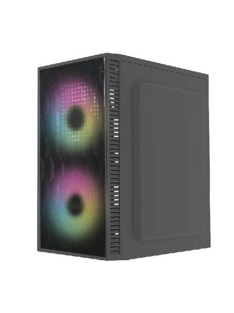 GABINETE ACTECK FUJI GC470 CON VENTANA MINI-TOWER MICRO-ATX-ITX USB 3.0-2.0 CON FUENTE DE 500W 2 VENTILADORES RGB INSTALADOS NEGRO