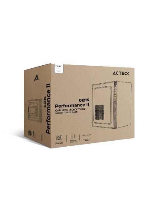 GABINETE ACTECK PERFORMANCE II GI215 CON VENTANA MICRO-TOWER MICRO-ATX-ITX USB 2.0 CON FUENTE DE 500W SIN VENTILADORES INSTALADOS NEGRO