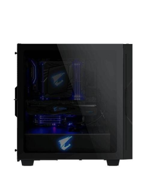 GABINETE AORUS C300 GLASS CON VENTANA RGB MIDI-TOWER ATX-MICRO ATX-MINI-ITX USB 3.0 SIN FUENTE 2 VENTILADORES INSTALADOS NEGRO
