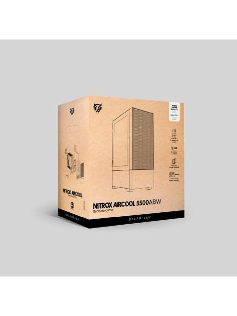 GABINETE BALAM RUSH NITROX AIRCOOL 5500ABW MIDI-TOWER MICRO-ATX-MINI-ITX-ATX USB 2.0-3.0 SIN FUENTE 3 VENTILADORES ARGB INSTALADOS NEGRO