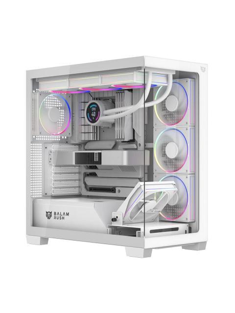 GABINETE BALAM RUSH TANK POLAR 7900 MIDI-TOWER ATX-MICRO-ATX-MINI-ITX USB 2.0-3.0 SIN FUENTE 5 VENTILADORES INSTALADOS BLANCO