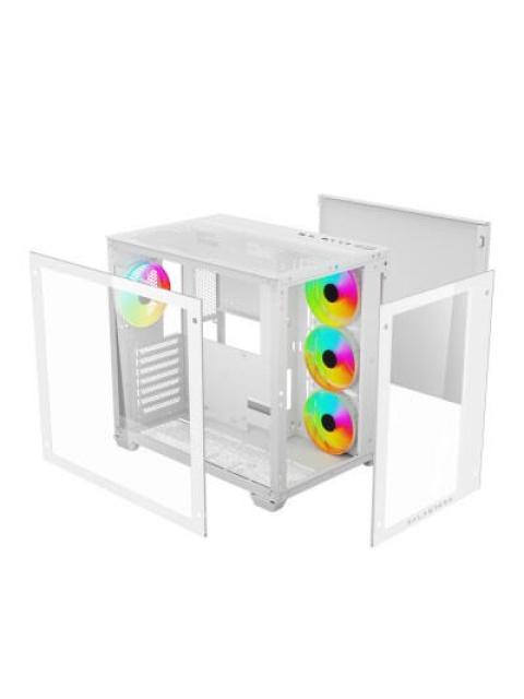 GABINETE BALAM RUSH TANK PRO GM930 LEGEND SERIES CON VENTANA RGB MIDI-TOWER MICRO-ATX-MINI-ITX USB 3.0-2.0 SIN FUENTE 4 VENTILADORES RGB INSTALADOS BLANCO