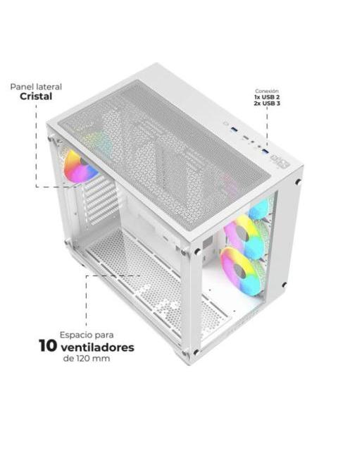 GABINETE BALAM RUSH TANK PRO GM930 LEGEND SERIES CON VENTANA RGB MIDI-TOWER MICRO-ATX-MINI-ITX USB 3.0-2.0 SIN FUENTE 4 VENTILADORES RGB INSTALADOS BLANCO