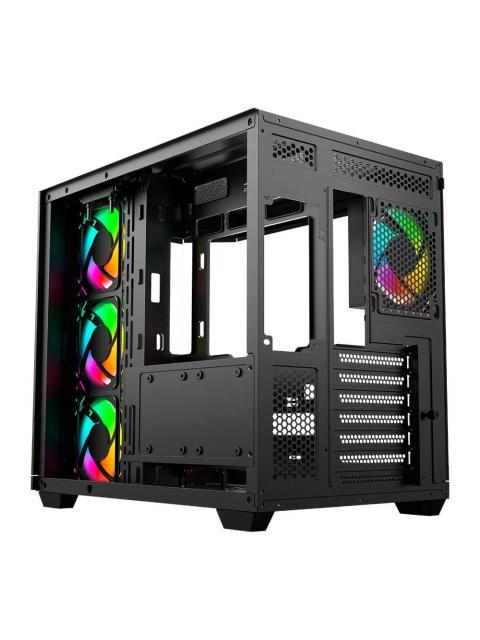 GABINETE BALAM RUSH TANK SUPER 9600 TB CON VENTANA RGB MIDI-TOWER ATX-MICRO-ATX-ITX USB 3.0-2.0 SIN FUENTE 4 VENTILADORES INSTALADOS BLANCO-NEGRO