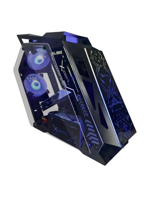 GABINETE XZEAL IR02 CON VENTANA MIDI-TOWER MICRO ATX-MINI ITX USB 3.0-2.0 SIN FUENTE 4 VENTILADORES INSTALADOS RGB NEGRO