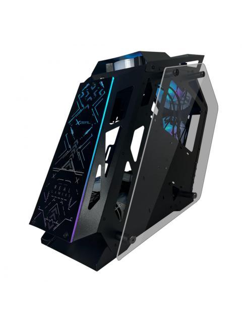 GABINETE XZEAL IR02 CON VENTANA MIDI-TOWER MICRO ATX-MINI ITX USB 3.0-2.0 SIN FUENTE 4 VENTILADORES INSTALADOS RGB NEGRO