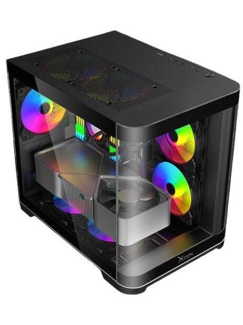 GABINETE XZEAL XZGAMC3B MINI-TOWER MICRO-ATX-MINI-ITX USB 2.0-3.0 SIN FUENTE 3 VENTILADORES INSTALADOS NEGRO