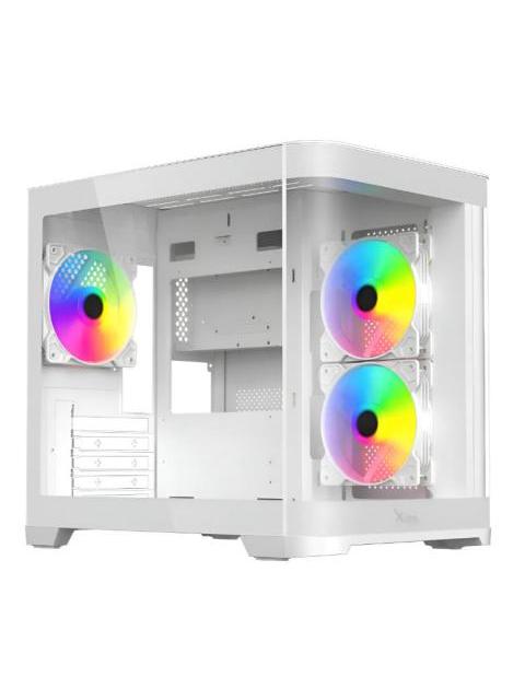 GABINETE XZEAL XZGAMC3W MIDI-TOWER MICRO-ATX-MINI-ITX USB 2.0 SIN FUENTE 3 VENTILADORES INSTALADOS BLANCO
