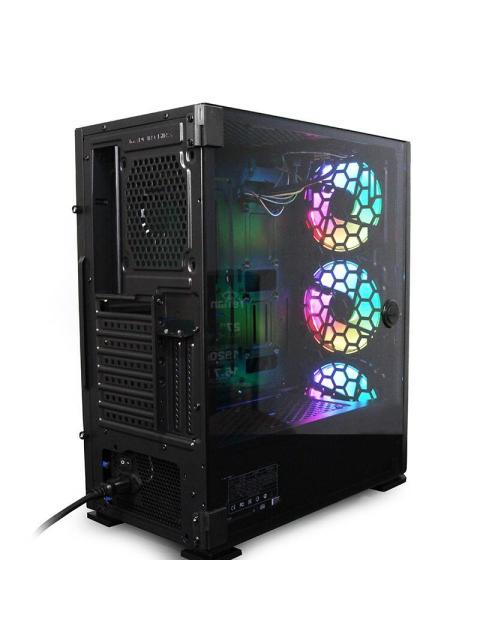 GABINETE YEYIAN HOLLOW 2500 CON VENTANA MIDI TOWER ATX-EATX-ITX-MICRO ATX USB 3.2 SIN FUENTE 3 VENTILADORES ARGB INSTALADOS NEGRO