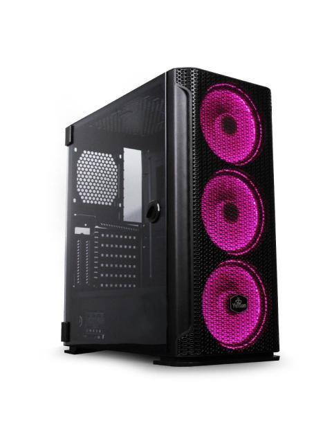 GABINETE YEYIAN HOLLOW 2500 CON VENTANA MIDI TOWER ATX-EATX-ITX-MICRO ATX USB 3.2 SIN FUENTE 3 VENTILADORES ARGB INSTALADOS NEGRO
