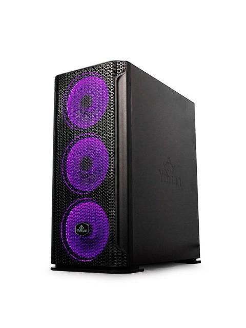 GABINETE YEYIAN HOLLOW 2500 CON VENTANA MIDI TOWER ATX-EATX-ITX-MICRO ATX USB 3.2 SIN FUENTE 3 VENTILADORES ARGB INSTALADOS NEGRO