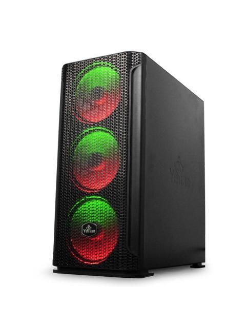 GABINETE YEYIAN HOLLOW 2500 CON VENTANA MIDI TOWER ATX-EATX-ITX-MICRO ATX USB 3.2 SIN FUENTE 3 VENTILADORES ARGB INSTALADOS NEGRO
