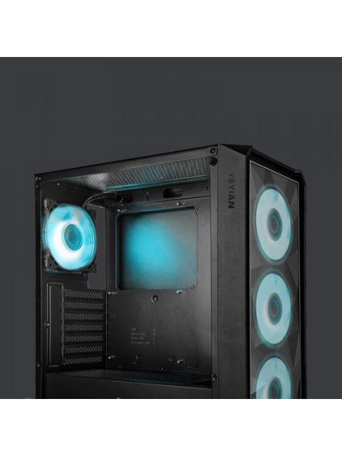 GABINETE YEYIAN LANCER CON VENTANA MIDI-TOWER ATX-MICRO-ATX-MINI-ITX USB 3.0-2.0 SIN FUENTE 4 VENTILADORES ARGB INSTALADOS NEGRO